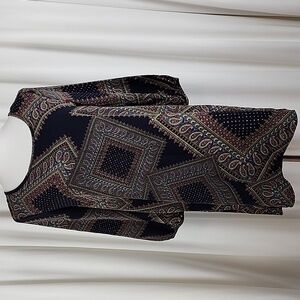 Audrey Ann Paisley Tunic Dress Navy